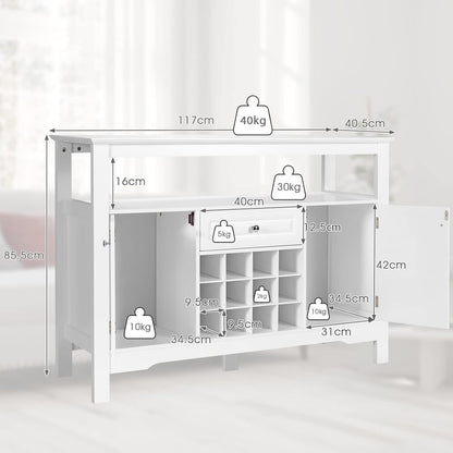 Dressoir – Buffetkast – Opbergkast – Ladekast – Kast – MDF & Spaanplaat – Met Uitneembaar Wijnrek – 117x40,5x85,5 cm