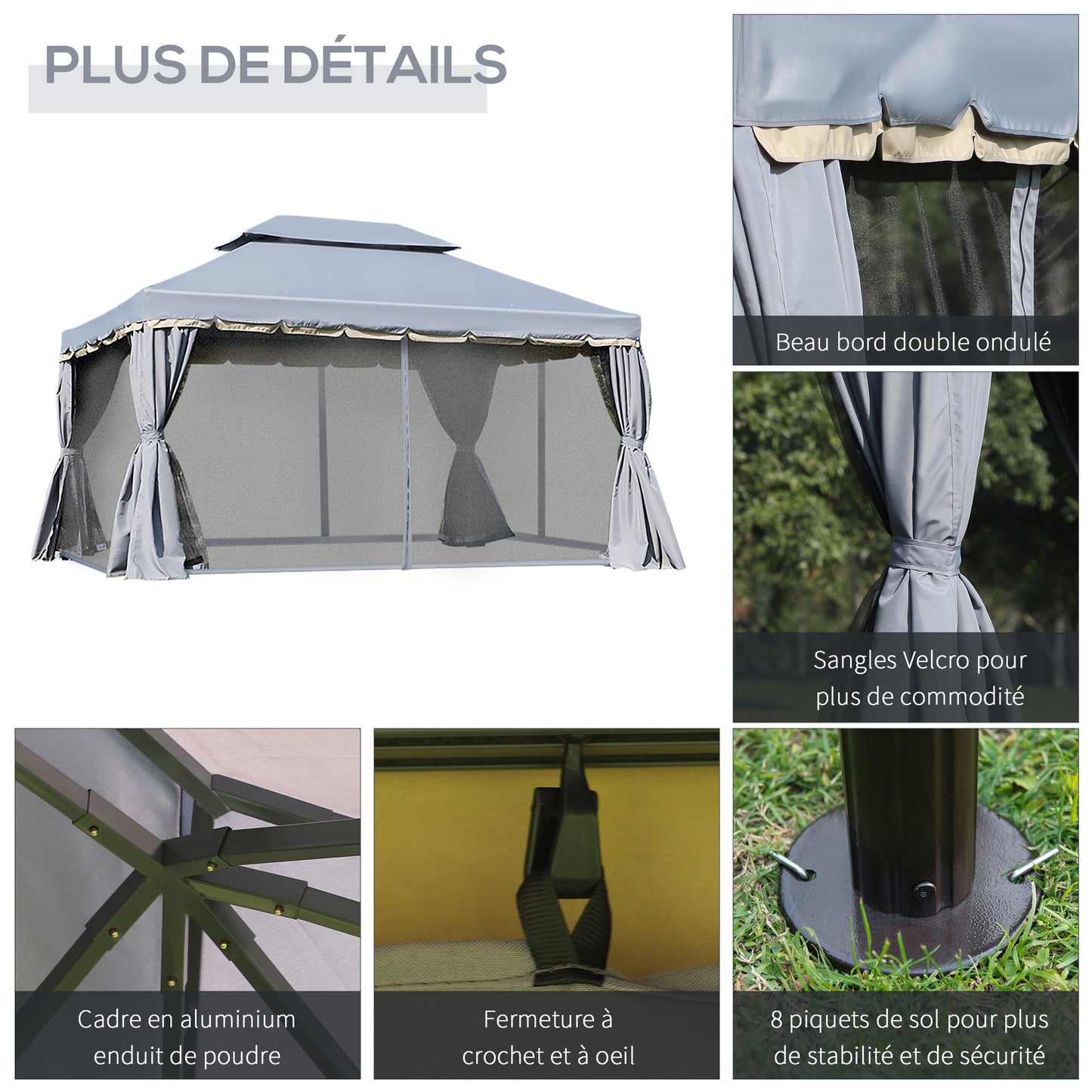 Tuinpaviljoen – Tuinhuis – Prieel – Pergola – Overkapping – Lichtgewicht Aluminium Frame – 4x3 Meter Met Muskietennetten