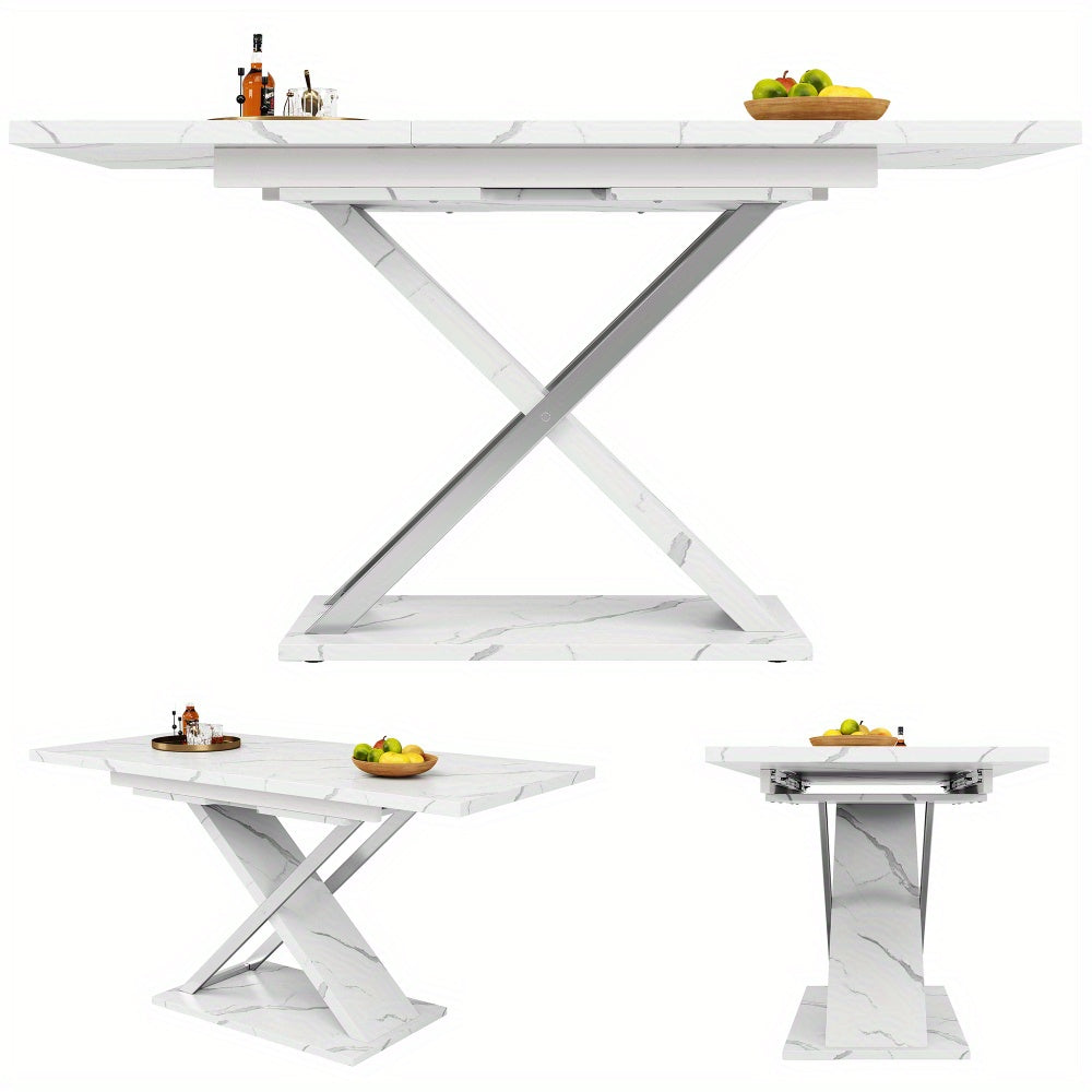 Uitschuifbare Eettafel – Inklapbare Tafel – Verlengbare Tafel – Keukentafel – Eetkamertafel – Modern Licht Luxe – Ruimtebesparend – Geen Montage