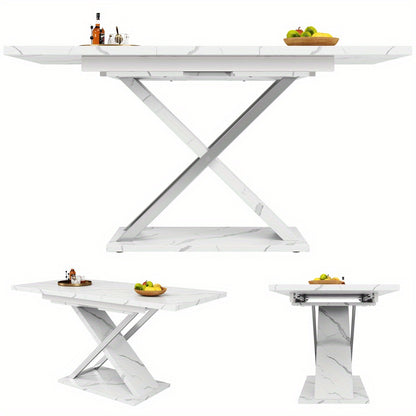 Uitschuifbare Eettafel – Inklapbare Tafel – Verlengbare Tafel – Keukentafel – Eetkamertafel – Modern Licht Luxe – Ruimtebesparend – Geen Montage