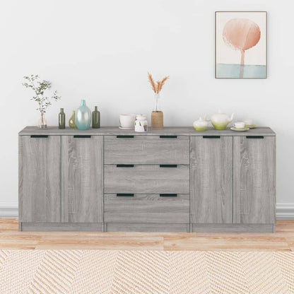 Opbergkast – Wandkast – Dressoir – Kast – Bijzetkast – Grijs Sonoma – 3 Niveaus – Duurzaam Hout & Spaanplaat