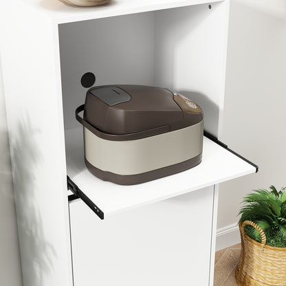 Kast – Opbergkast – Dressoir – Garderobekast – Meubel – Wit MDF – Uitschuifbare Lade – Compact 50 cm Breed