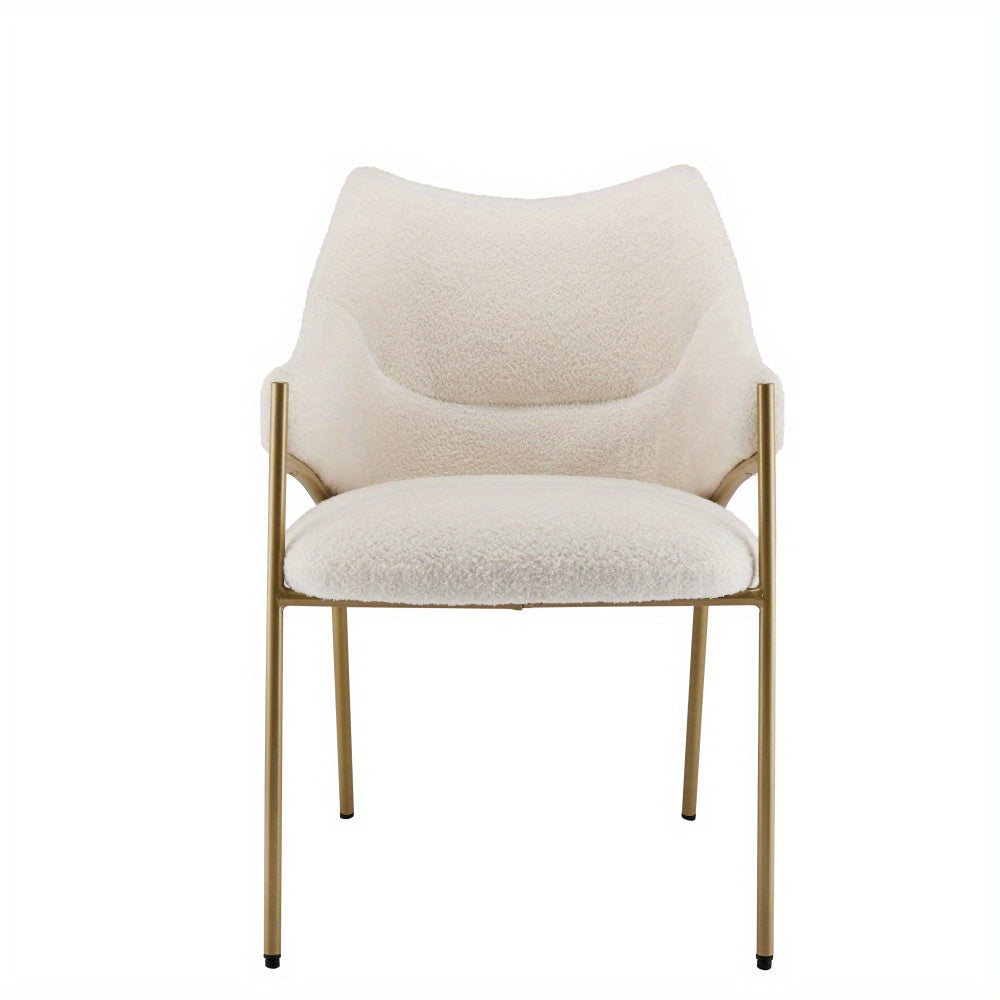 Eetkamerstoel – Stoel – Kuipstoel – Armstoel – Designstoel – Modern Design – Lamssherpa Bekleding – Stabiel Metalen Frame
