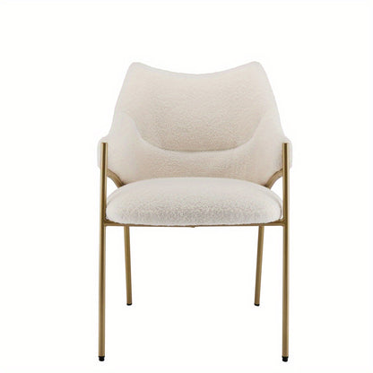 Eetkamerstoel – Stoel – Kuipstoel – Armstoel – Designstoel – Modern Design – Lamssherpa Bekleding – Stabiel Metalen Frame