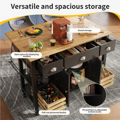 Keukentrolley – Serveerwagen – Keukenwagen – Opbergtrolley – Trolley op Wieltjes – Modern – 120x45x90 cm – Duurzaam Non-Hout – Makkelijk te Verplaatsen