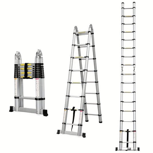 Uitklapladder – Vouwladder – Uitschuifladder – Telescopische Ladder – Trapladder – 5 Meter Lengte – Lichtgewicht Aluminium – Max Belastbaarheid 150 kg