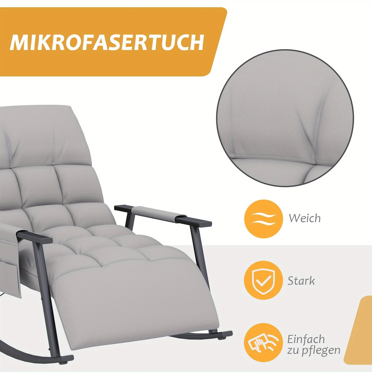 Schommelstoel – Relaxstoel – Fauteuil – Loungestoel – Voedingsstoel – Extra brede Zitting – Handmatig Verstelbare Rugleuning