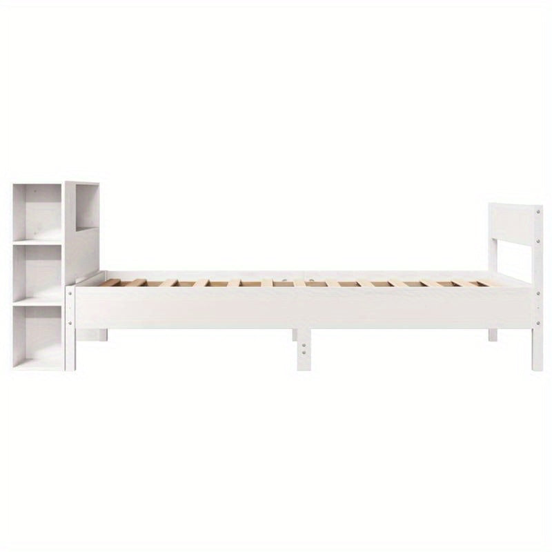 Massief Houten Bed – Houten Bedframe – Eenpersoonsbed – Slaapbank – Stijlvol Bed – Wit – 90x190 cm – Praktisch Demontabel Ontwerp – Koninklijk Design