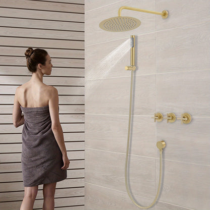 Large Wall-Mounted Rainfall Shower System & Handheld Spray - Stainless Steel Round Shower Head with Hose, Compatible for Bathrooms, Modern Spa Shower Kit (Wall Mounted, NPT 1/2")