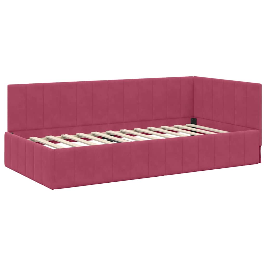 Bedframe – Bed – Eenpersoonsbed – Slaapbank – Kinderbed – Blauw Velvet Hoofdbord – Stevig Plaatmateriaal – Lattenbodem 80x200 cm