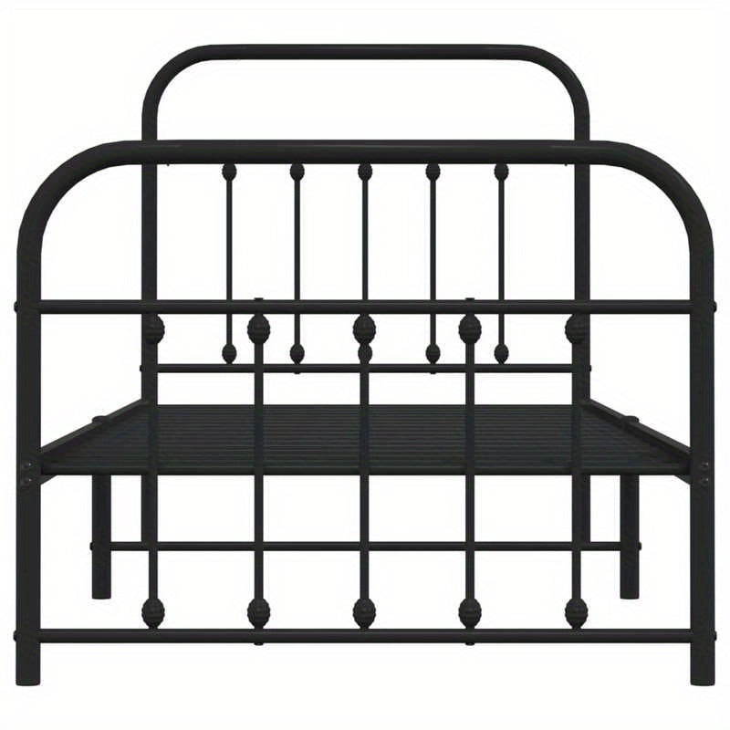 Bedframe – Bedbodem – Ledikant – Eenpersoonsbed – Slaapbank – Metalen Verstelbaar Frame – Stevig Zwart 90x200 cm – Eenvoudige Montage Zonder Gereedschap