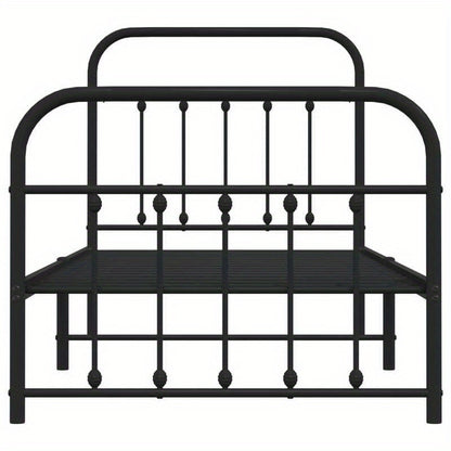 Bedframe – Bedbodem – Ledikant – Eenpersoonsbed – Slaapbank – Metalen Verstelbaar Frame – Stevig Zwart 90x200 cm – Eenvoudige Montage Zonder Gereedschap