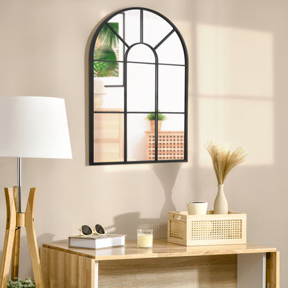 Wandspiegel – Spiegel – Muurspiegel – Zwart Spiegel – Metaal Spiegel – Zwart Metalen Frame – 91 x 60 cm – Industrieel Design