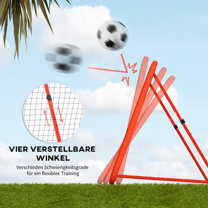 Voetbal Rebound Net – Oefennet – Terugkaatssysteem – Trainingsnet – Bal Terugkaatsnet – Verstelbaar – Opvouwbaar – Metaal Frame – Weerbestendig PE Net – Inclusief Ophanghaken – Rood