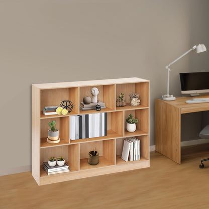 Boekenkast – Boekplank – Open Kast – Stelling – Opbergkast – Modern Eiken – 9 Vakjes – 120 cm Breed – Stevig Houten Ontwerp