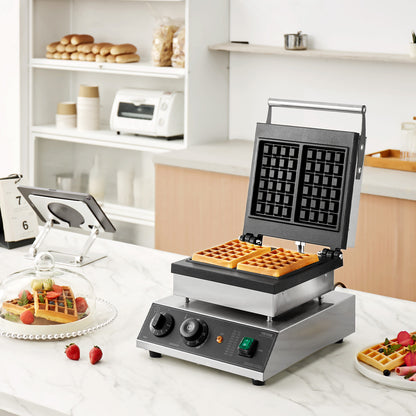 Wafelmaker – Wafelijzer – Wafelapparaat – Wafelmachine – Rechthoekige Wafels – 2000W Vermogen – RVS Behuizing Met Instelbare Temperatuur