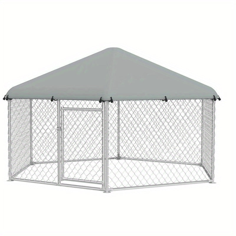 Hondenkennel – Hondenren – Hondenkooi – Buitenkennel – Hondenhok – Ruim 280x250x165 cm – Gegalvaniseerd Staal – Weerbestendig Met Dak en Slot