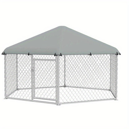Hondenkennel – Hondenren – Hondenkooi – Buitenkennel – Hondenhok – Ruim 280x250x165 cm – Gegalvaniseerd Staal – Weerbestendig Met Dak en Slot