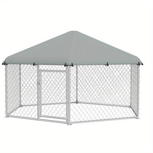 Hondenkennel – Hondenren – Hondenkooi – Buitenkennel – Hondenhok – Ruim 280x250x165 cm – Gegalvaniseerd Staal – Weerbestendig Met Dak en Slot