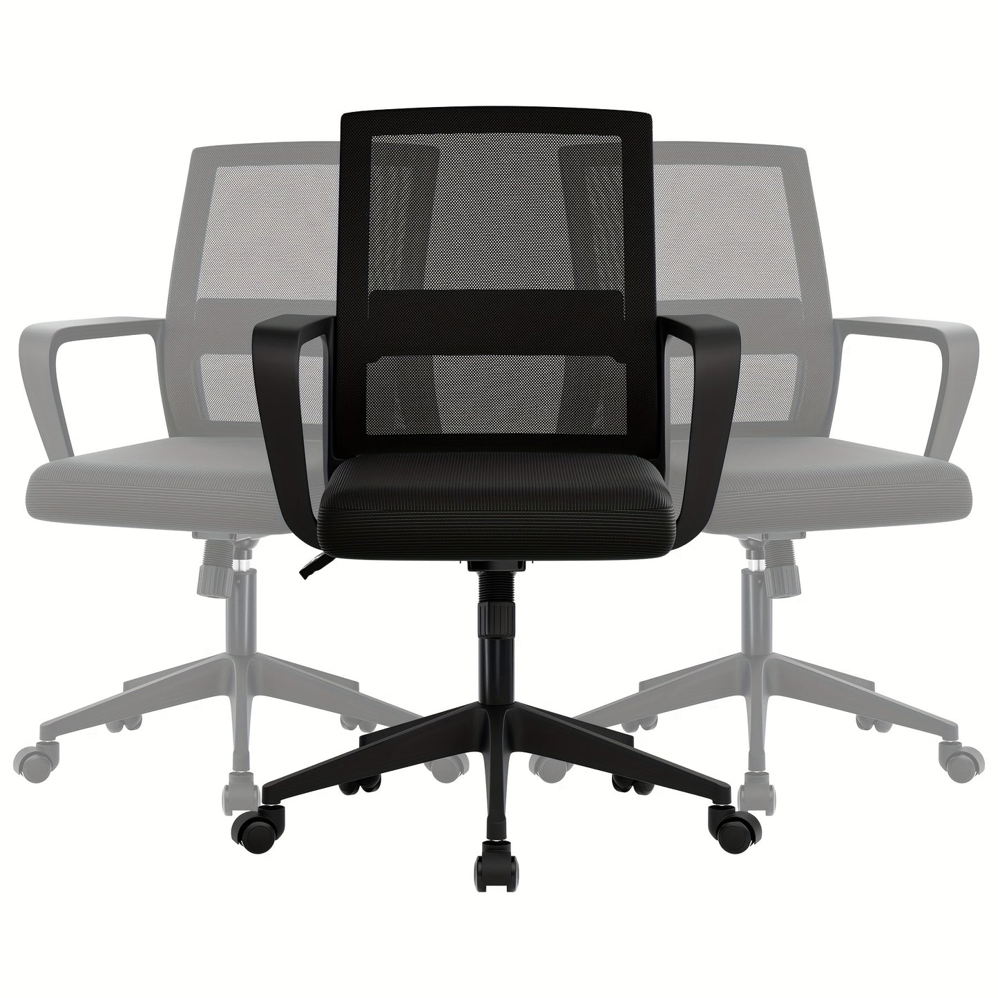 Bureaustoel – Ergonomische Stoel – Office Chair – Computerstoel – Kantoorstoel – Memory Foam Zitting – Verstelbare Lendensteun – 360° Draaibaar – Mesh Rugleuning – Metalen Frame – Zwart