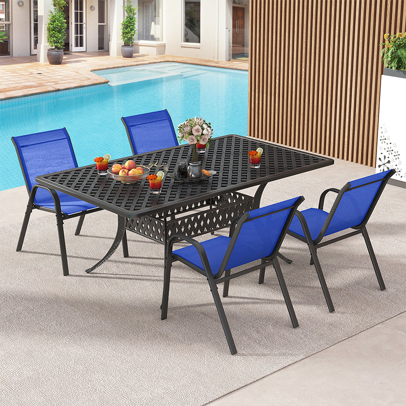 Tuinstoelen – Stapelbare Tuinstoelen – Terrasstoelen – Balkonstoelen – Buitenstoelen – Comfortabele Hoge Rugleuning – Weerbestendig Metalen Frame