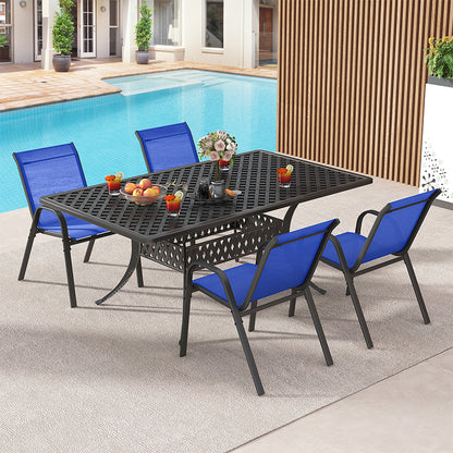 Tuinstoelen – Stapelbare Tuinstoelen – Terrasstoelen – Balkonstoelen – Buitenstoelen – Comfortabele Hoge Rugleuning – Weerbestendig Metalen Frame