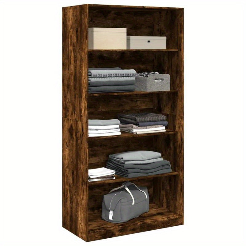 Kledingkast – Garderobekast – Kleerkast – Opbergkast – Vrijstaande Kast – Gerookt Eiken – 100x50x200 cm – Stevig Bewerkt Hout