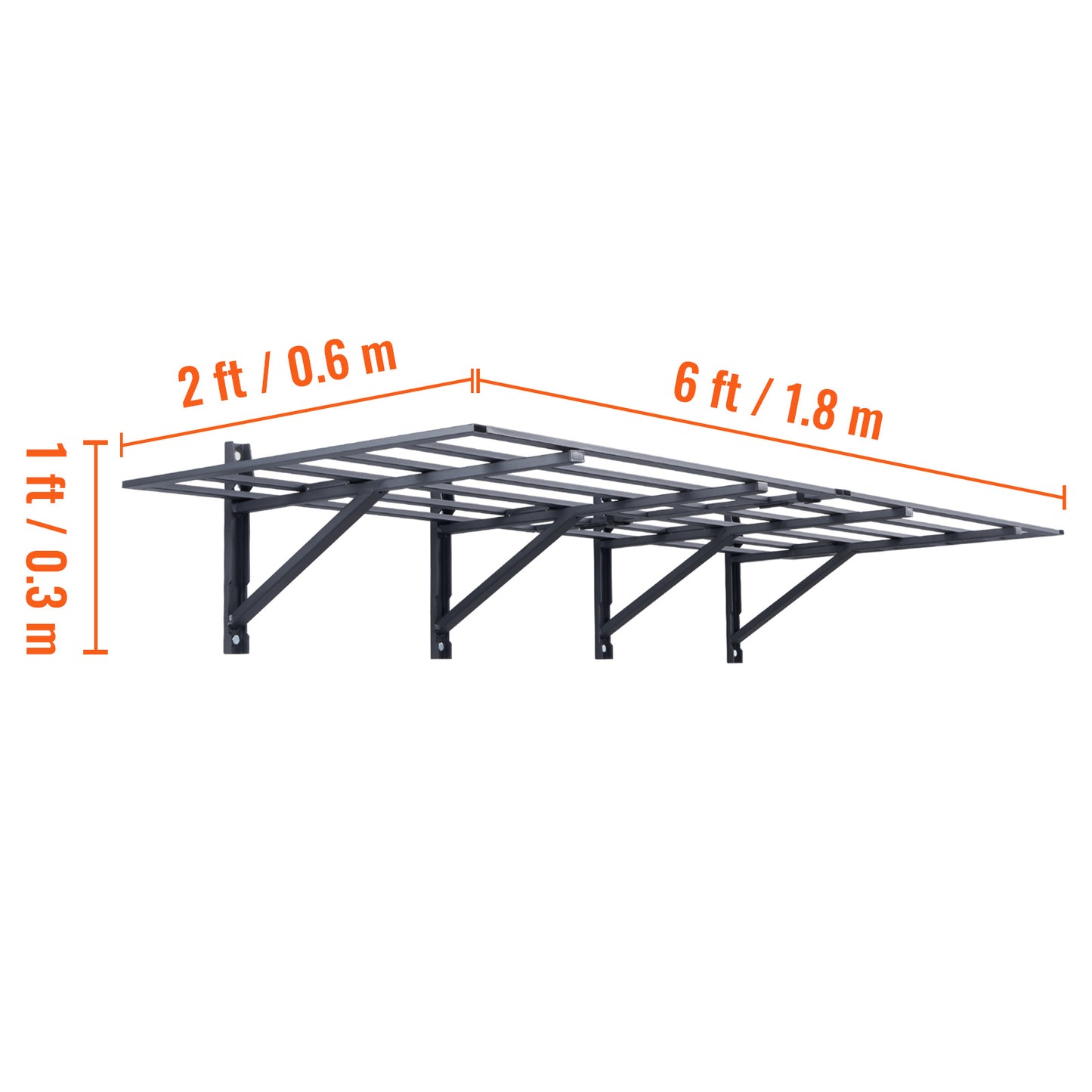 Metalen Wandplanken – Garageplanken – Wandrekken – Opslagplanken – Werkplaatsplanken – Zwart – Hoge Draagkracht 726 kg – 183 x 61 cm Groot