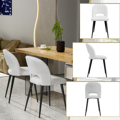 Eetkamerstoel – Stoel – Designstoel – Bureaustoel – Witte Stoel – Scandinavisch Design – Fluwelen Rugleuning – 48x45x85 cm