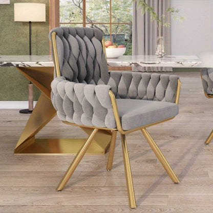 Draaistoel – Bureaustoel – Eetkamerstoel – Kuipstoel – Fauteuil – 360° Draaibaar – Stevig Metalen Onderstel – Katoenen Bekleding – Compact Ontwerp – Geschikt Voor Harde Vloeren