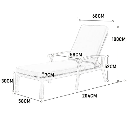 Casual Patio Chair, Adjustable Reclining Rustproof Aluminum Poolside Chaise Lounge Furniture, Waterproof Beige Cushion (1pc)