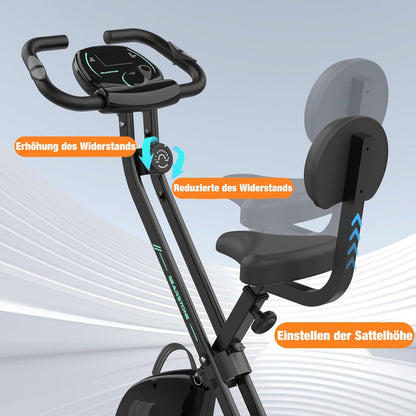 Hometrainer – Fitnessfiets – Opvouwbare Fiets – Indoorfiets – Trainingsfiets – 8 Weerstandsniveaus – Inklapbaar X-Frame tot 120 kg