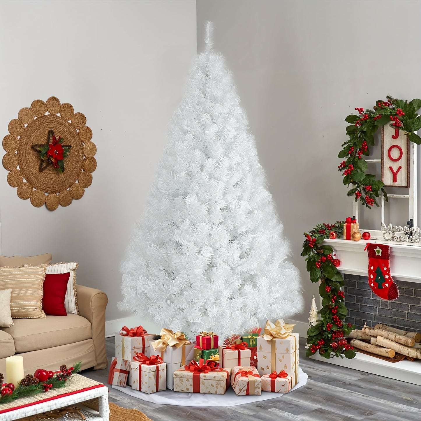 Kunstkerstboom – Kunstboom – Nepspar – Kerstboom Wit – Kunstnaaldboom – 180 cm Hoog – Stevige Metalen Standaard – Duurzaam & Onderhoudsvrij