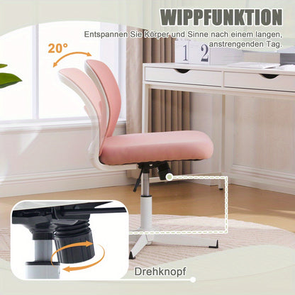 Bureaustoel – Bureaustoelen – Office Chair – Gamestoel – Draaistoel – Verstelbaar in Hoogte – 360° Draaibaar – Met Stevig Metalen Frame – Brede Zitting – Zonder Armleuningen – Zacht Gewatteerd – Roze