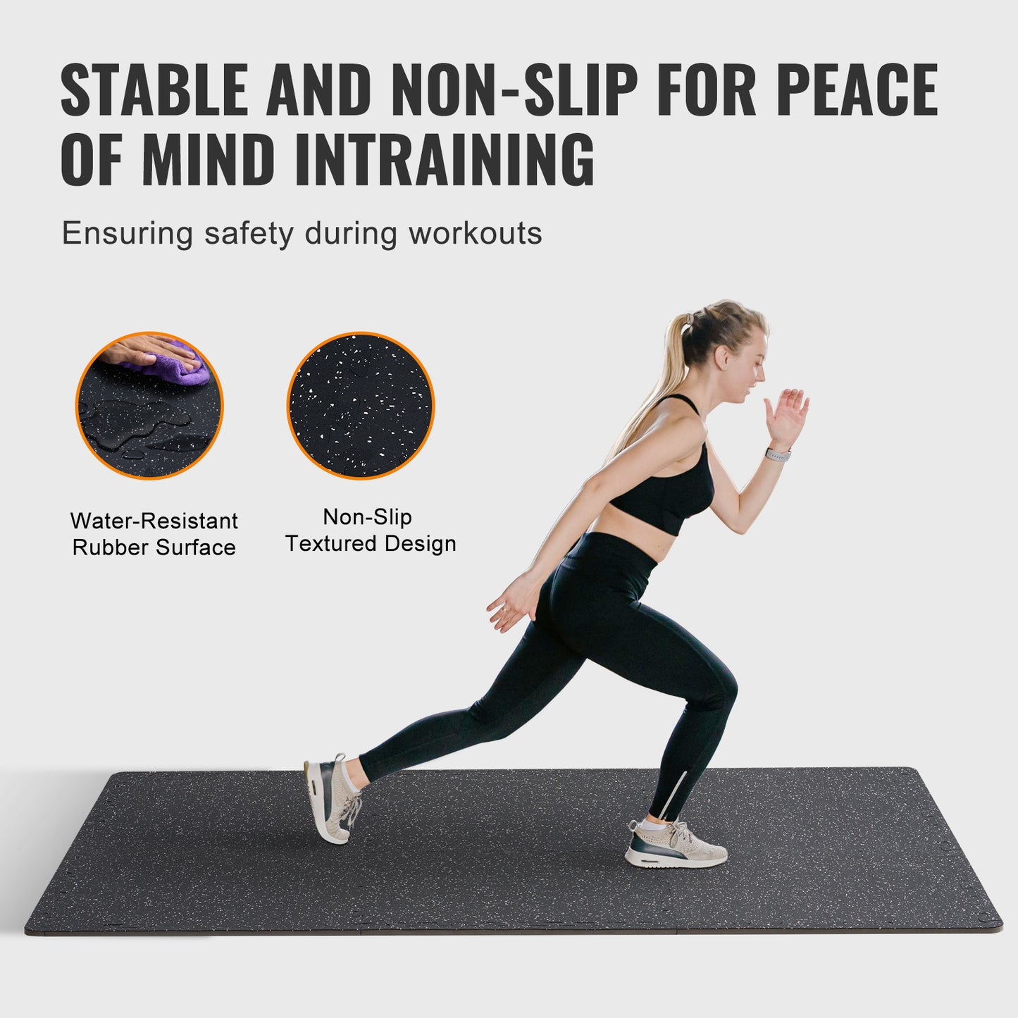 Fitnessvloer – Vloermatten – Sportmatten – Vloertegels – Gymvloer – 12 Tegels met Rand – 0,56 Inch Rubber & EVA Schuim – Geluidsdempend en Slijtvast - QUORE