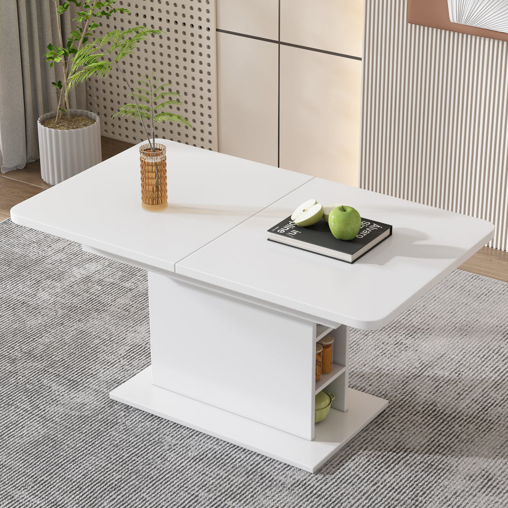 Uitklaptafel – Klaptafel – Vouwtafel – Eettafel – Uitschuifbare Tafel – Modern Minimalistisch Design – Wit & Zwart – Ruimtebesparend Met Opbergruimte – Stevig Metalen Onderstel
