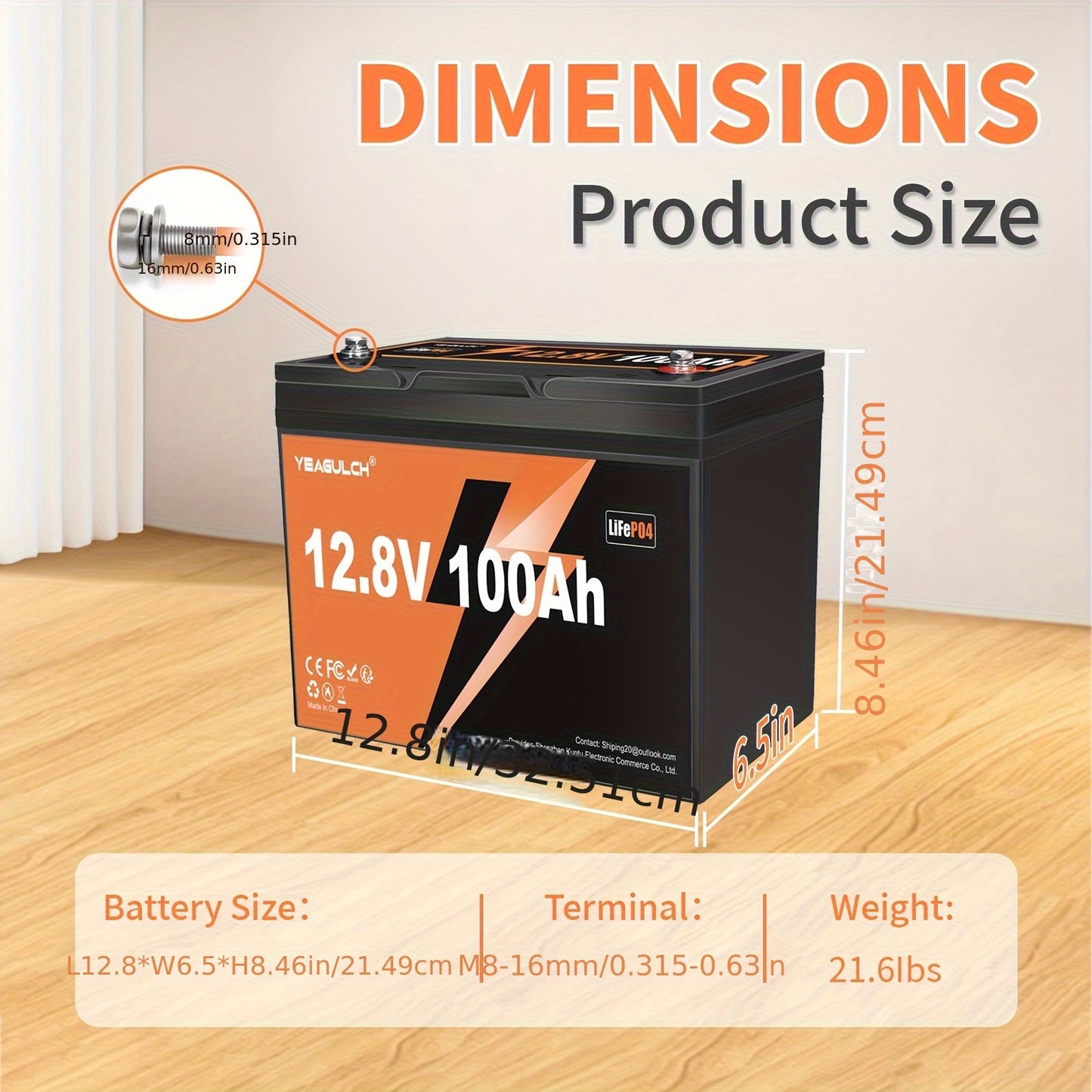 Li-ion Accu – Lithium Batterij – LiFePO4 Accu – Energieopslag Batterij – Batterij 12V 100Ah – Ingebouwd 100A BMS – 6000 Cyclus Levensduur