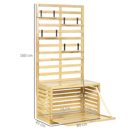 Tuinkist – Tuinopbergbox – Kussenbox – Opbergbox – Tuinberging – Houten Opbergbox – Weerbestendig – Inclusief Klimrek en Verstelbare Planken – 80x45x160 cm – Massief Dennenhout