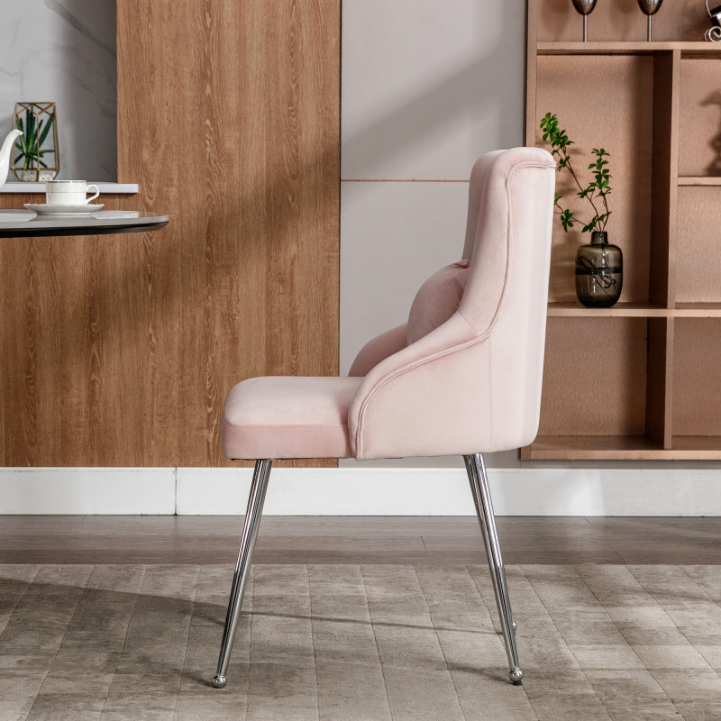 Eetkamerstoelen – Stoelen – Zitmeubels – Dining Chairs – Eettafel Stoelen – Set Van 4 – Roze Velvet Bekleding – Met Metalen Poten – Gepolsterde Armleuningen – Ergonomisch Design
