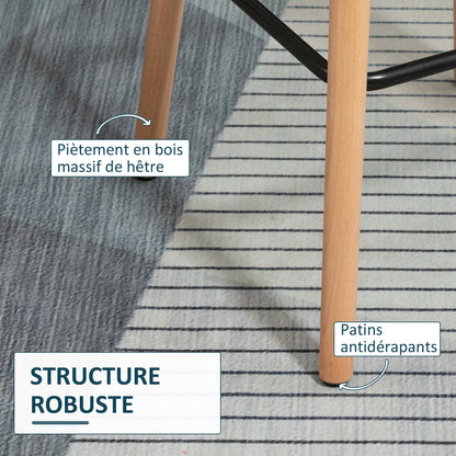 Barstoel – Barkruk – Barstoelen – Keukenstoel – Barkrukken set van 2 – Scandinavisch Design – Houten Poot – Blauw Linnen – Met Voetsteun en Armleuning – Anti-Slip Pads – Robuust Metalen Frame