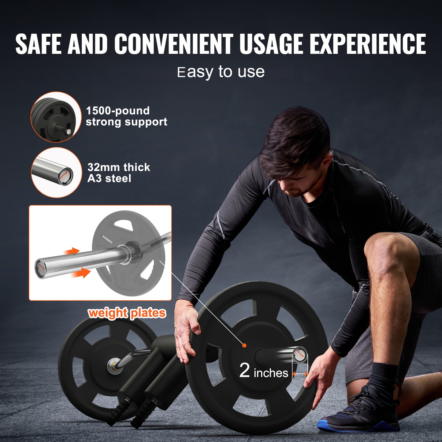 Squatbar – Safety Squat Bar – Halterstang – Fitness Bar – Halter – 32mm Staal – 680 kg Draagvermogen – Schouderbescherming met Foam Padding