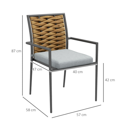 Tuinstoelen – Tuinzetels – Buitenstoelen – Terrasstoelen – Balkonstoelen – Modern Grijs – Weerbestendig PE-Rattan – Inclusief Zachte Kussens