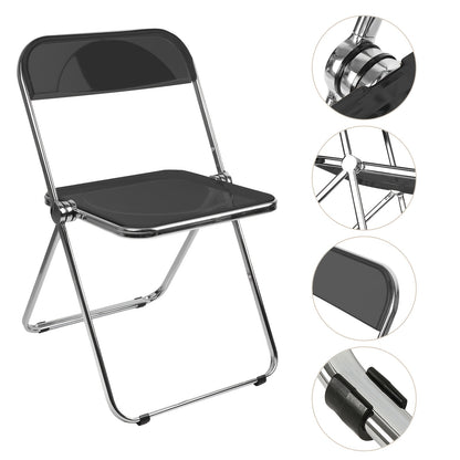 1pc Acrylic Chair, Stackable Plastic Dining Chair, Foldable Dining Chair, Load-bearing 200KG, Classic And Durable Office Meeting Chair, Black