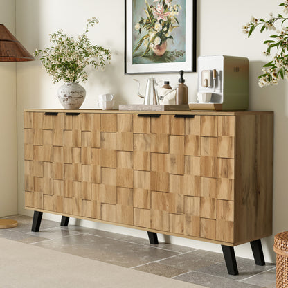 Modern Sideboard with 4 Doors, 160.5 X 35.5 X 78 Cm – Practical Design for Living Room, Bedroom, And Dining Room
