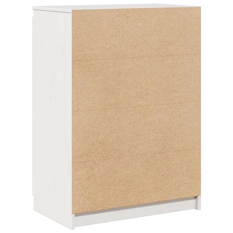 Modern White Solid Wood Pine Sideboard Cabinet with Lockable Doors & Adjustable Shelves - 60cm Wide Floor-Standing Storage Furniture, Fire-Resistant Hardwood Construction, Minimalist Design for Living Room, Hallway, Entryway
