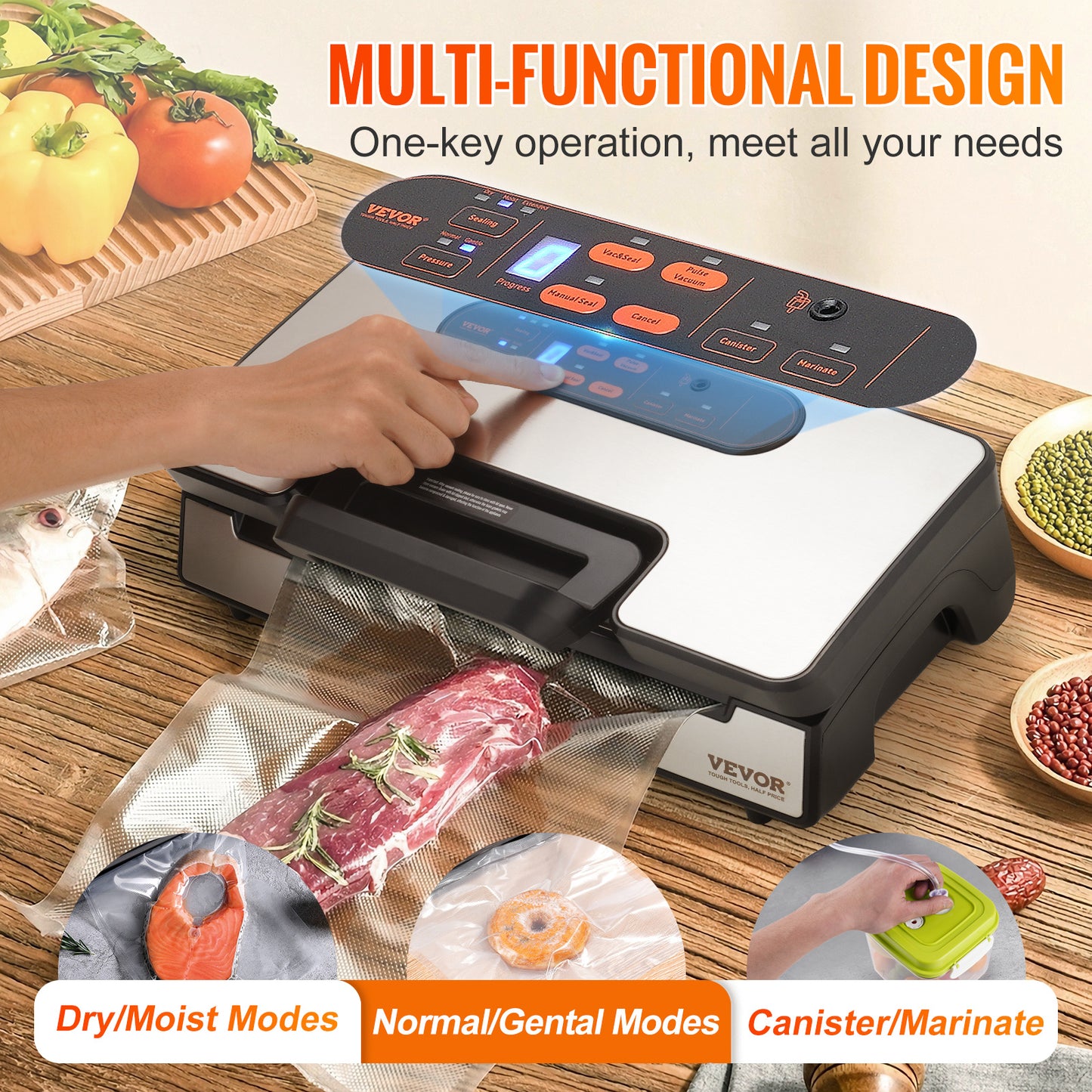 Vacuümzakmachine – Vacuümsealer – Vacumeermachine – Sealapparaat – Foodsaver – 130W Krachtige Dubbele Vacuümpomp – Ingebouwde Snijder en Zakrollenhouder
