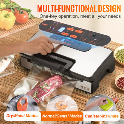 Vacuümzakmachine – Vacuümsealer – Vacumeermachine – Sealapparaat – Foodsaver – 130W Krachtige Dubbele Vacuümpomp – Ingebouwde Snijder en Zakrollenhouder