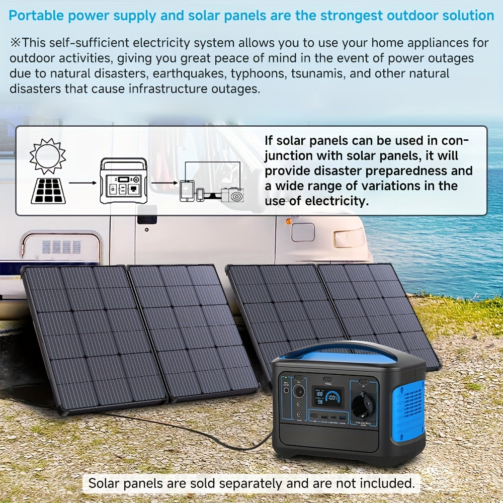 Powerbank – Draagbare Generator – Externe Batterij – Noodstroom – Lithium-Polymeer Batterij – 493 Wh - 220V Output – Compact Vierkant Model – Zwart