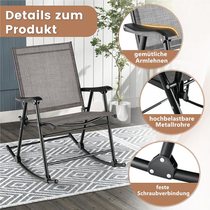 Schommelstoel – Schommelstoel Buiten – Tuinstoel Schommel – Relaxstoel Tuin – Inklapbare Schommelstoel – Met Ademend Zitmateriaal – Met Stevig Metaalframe tot 150 kg