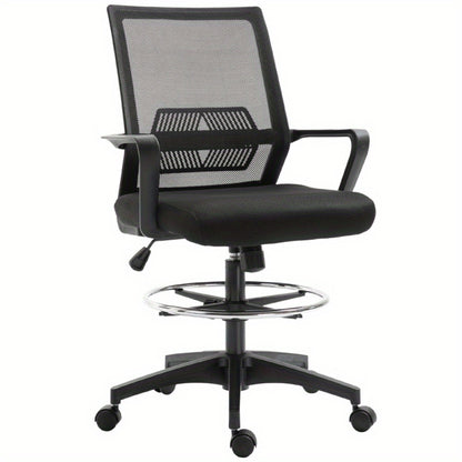 Bureaustoel – Office Chair – Draaistoel – Computerstoel – Bureaustoel – Ergonomisch – Verstelbare Voetensteun & Lendensteun – Mesh Rugleuning & Schommelfunctie – Zwart